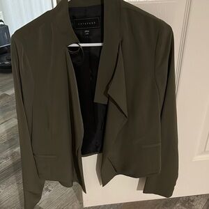Metaphor Khaki Open-Front Blazer